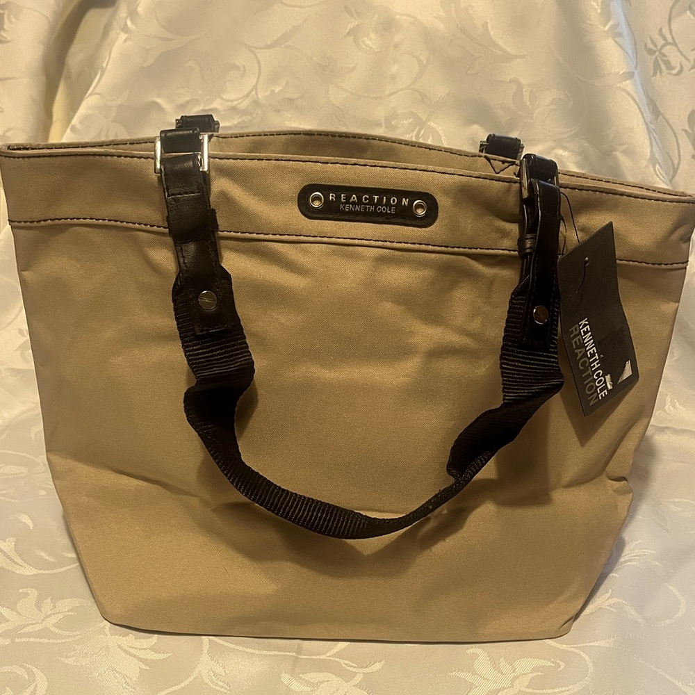 Kenneth Cole Reaction Beige Tote with Black Straps